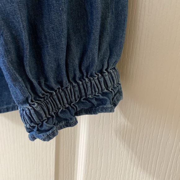 Talbots 1X denim shirt with ruffles and diamond like buttons. - Picture 3 of 10